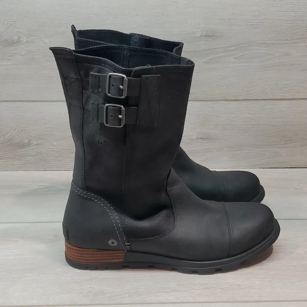 Sorel Women Major Pull on Leather Boots shoes sz 9.5